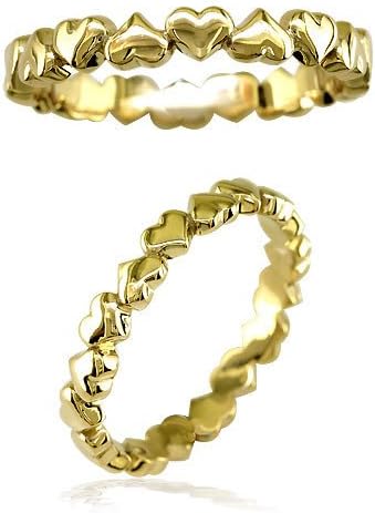 Thin Eternity Hearts Stacker Ring in 14k Yellow Gold - size 12
