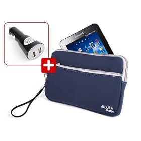 DURAGADGET Housse de Luxe en N�opr�ne Bleu R�sistant � l'eau pour Samsung GALAXY Tab (P1000) Tablette 3G+ Wifi Bluetooth Ecran 7" + Chargeur voiture BONUS - Garantie 5 ans