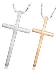 Jewelry: Daesar His & Hers Necklace Set Couples Stainless Steel Polished Cross Pendant Necklace - Daesar