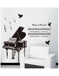 Piano Music Wall Stickers Vinyl Wall Art Decals Shelf Decoration Poster