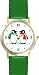 Two Penguins each in Christmas Scarf - JP - WATCHBUDDY&reg; DELUXE TWO-TONE THEME WATCH - Arabic Numbers - Green Leather Strap-Size-Children's Size-Small ( Boy's Size & Girl's Size )