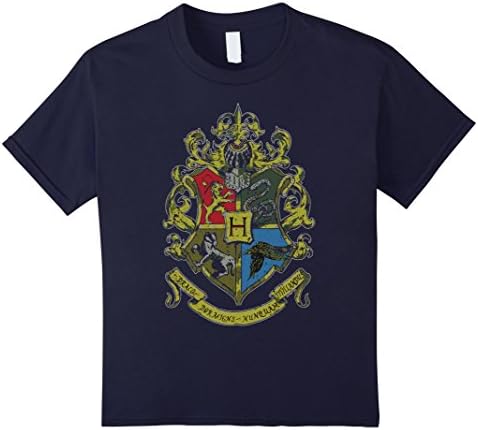 Kids Vintage Wizard School Crest TShirt 12 Navy