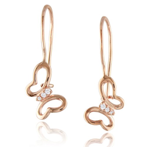 Buy 10k Rose Gold Diamond Butterfly Drop Earrings ( .03cttw, H-I Color, I2-I3 Clarity) Guides