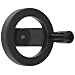2 Spoked Black Powder Coated Aluminum Dished Hand Wheel with Revolving Handle, 4" Diameter, 3/8" Hole Diameter (Pack of 1)