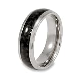 Domed Titanium Ring with Black Carbon Fiber Inlay (7.0 mm) - Sizes 8-12