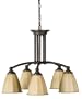 American Fluorescent FAP513RBSCT Faceted Blown Glass Chandelier, 5 Light, Oil Rubbed Bronze