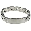 Stainless Steel Bracelet with matte and shiny polish with two black diamonds - Length: 8.5"/Width: 10mm