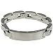 Stainless Steel Bracelet with matte and shiny polish with two black diamonds - Length: 8.5/Width: 10mm