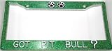 Paw Prints Green Glitter Got Pit Bull? License Plate Frame
