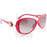 Cougar Couture - Rose Chaud Avec Fleur d'or et de cristal - UV400 Lunettes De Soleil Pour Les Femmes Avec Chiffon Doux / Nettoyage De Cas
