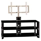 Bush Furniture Segments Small Swivel TV Stand, Gloss Black/Bright Silver