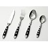 24-pcs. cutlery set forged type with black handles and rivets
