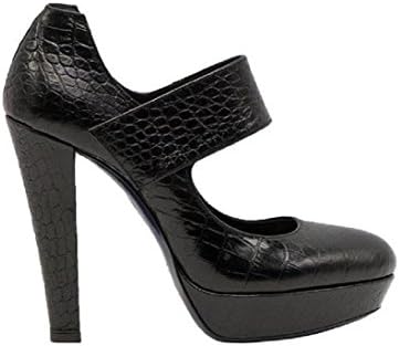 Loriblu Black Croco Print Leather Platform Mary Jane