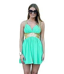 Sexy Off the Shoulder Chiffon Sequined Pleated Skater Dress/Party Dress/Mini Dress  With a Ribbon 