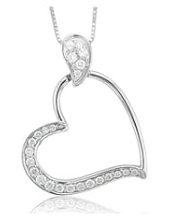 14k White Gold Heart Diamond Pendant Necklace (GH, I1-I2, 0.22 carat) [Jewelry]