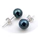 Freshwater Cultured 6.0-6.5mm Black Pearl Earrings with Silver Mount
