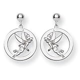 Sterling Silver Disney Tinker Bell Round Earrings