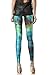 DQdq Women's Digital Printing Leggings Stretchy Tights Green Galaxy