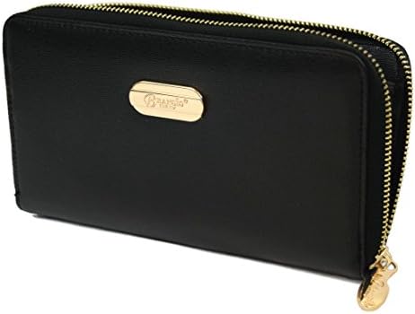 Brangio Italy Womens Fashion Textured Faux Leather Zip-Close Wallet - Black