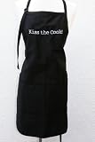 Black Embroidered Apron Kiss the Cook