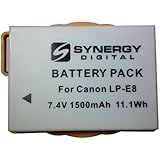 Canon EOS Rebel T3i Digital Camera Battery Lithium-Ion 1500mAh - Replacement for Canon LP-E8 Battery