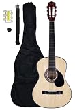 38-Inch Beginner Acoustic Guitar Starter Pack with Gig Bag, Strap, Pitch Pipe, and Pick - Natural Dreadnought
