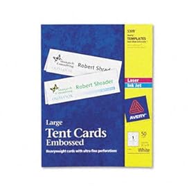 Tent Cards, White, 3-1/2 x 11, 1 Card/Sheet, 50 Cards/Box