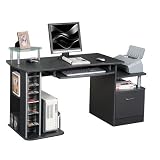 SixBros. Computerschreibtisch Granit Schwarz - S-202A/85 - Gestell MDF Granitschwarz
