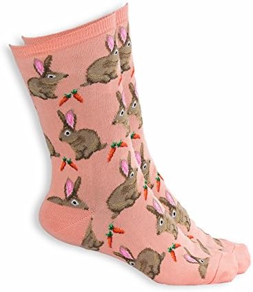 Hot Sox Bunny Rabbit and Carrot Socks Peach
