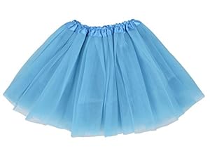 Simplicity Women's Classic Elastic, 3-Layered Tulle Tutu Skirt, Sky Blue