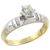 Sterling Silver (Gold Plated) Diamond Engagement Ring, w/ 0.05 Carat Brilliant Cut Diamonds, 1/4 in. (6mm) wide