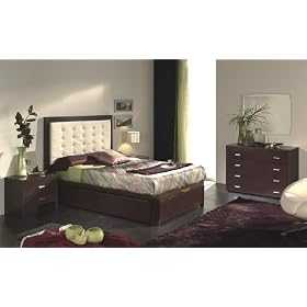 515 Alicante Wood & White Leather Queen Size Lift-Top Storage Platform Bed 515 Alicante Bedroom Collection