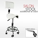 Footrest Saddle Working Stool Doctor Dentist Salon Spa Black Chair PU Leather