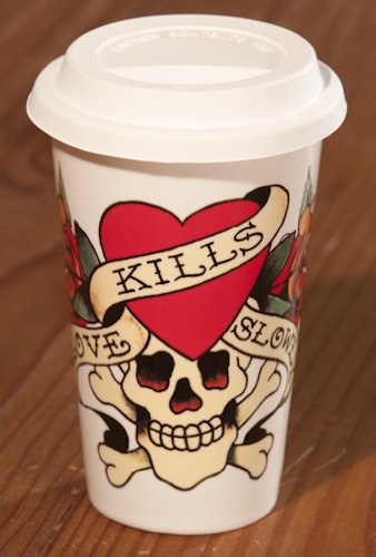 Ed Hardy Love Kills Slowly Paper Style Ceramic Coffee Cup