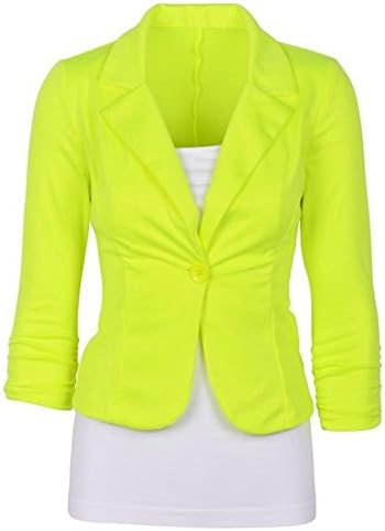 Mount Champion Womens Casual Work Office Blazer Jacket Neon Yellow Medium