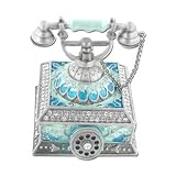 Antique Filigree Blue Telephone Jeweled Trinket Box
