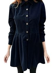 Long Sleeves Pleated Corduroy  Shirt  Dress