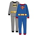 Boys' 4-piece Batman/Superman Pajama Set - Grey/Blue