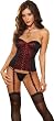 Sexy Red Bustier Lingerie Set - Corset, Thong and Black Stockings