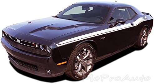 DUAL 2 : 2011-2015 Dodge Challenger DUAL 2 Side Mid Body Line Strobe Style Vinyl Graphic Decal Stripes (Fits SE SXT SRT RT RALLYE ALL MODELS) (Color-3M 10 Burgundy)