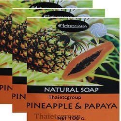 Beauty Set : 2 Units of 3 Nongnaka Natural Fruity Soap Pineapple Papaya Soap Wh [Free Facial Hair Epicare Spring A1Remover] Y802