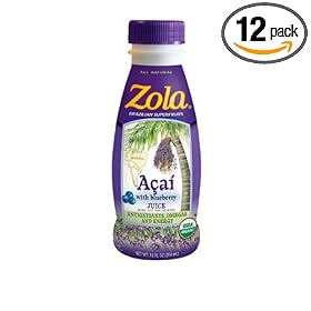 Zola Acai Superfruit Juice Plus Blueberry, 12-Ounce Bottles (Pack of 12)