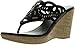 C Label Midori-4 Womens Slip On Beaded Rhinestone T-Strap Thong Wedge Sandals