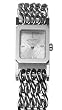 Authentic Burberry Ladies Silver Stainless Chain Link Leather Square Nova Check Time Piece Watch BU4740
