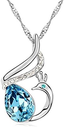 PurryRing Austrian Aquamarine Bird of Phoenix Crystal Pendant Necklace