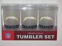 SAN DIEGO CHARGERS Team Logo Acrylic FROSTED TUMBLER CUPS (Set of 3)