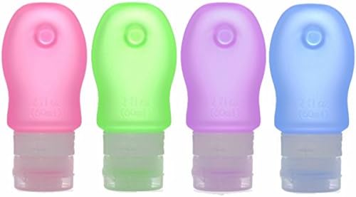 CONXIN Leak Proof Travel Bottles 2oz 4 Pack, Squeezable and Refillable TSA Approved Travel Size Accessories for Carry On Luggage - Perfect Containers for Liquid Toiletries (Pink+Green+Purple+Blue)
