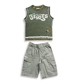 Mish - Toddler Boys Short Sleeve Short Set, Dark Olive, Sand