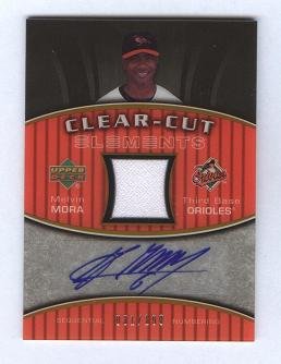 Melvin Mora Certified Autograph w/ Game Used Jersey Swatch Card 2007 Upper Deck Clear Cut Elements #CCE-MM Autograph #031/199 Signed Baltimore Orioles