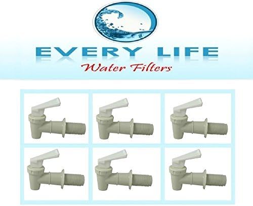 Plastic Faucet, Spigot (3/4 Inch), BPA -Free, Food Grade, Water - Beverage Dispenser, Gravity Feed, Made in the USA, Lab Faucet, FDA - Approved, 6-pack with Washers and Nuts